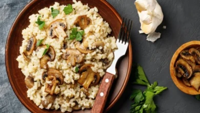 Receita de Risoto de cogumelos com parmesão e vinho branco